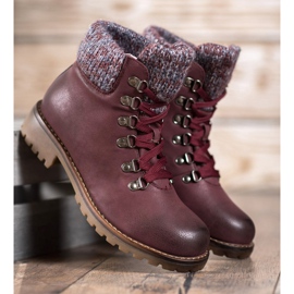 SHELOVET Bottines à lacets bordeaux rouge 2