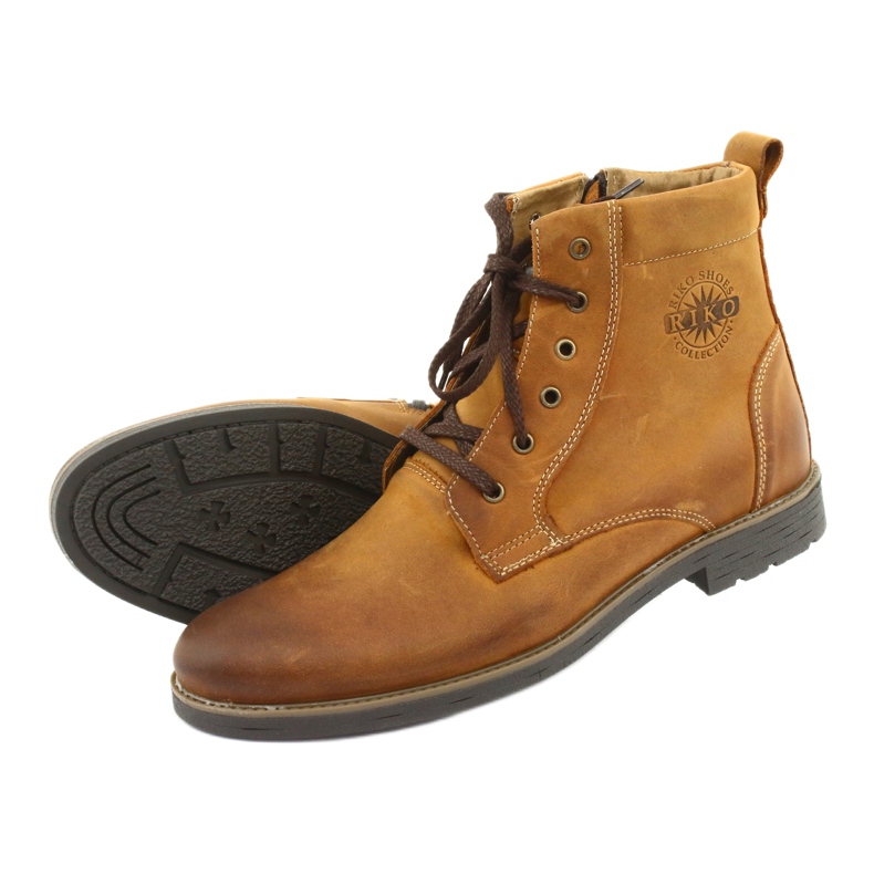 Bottines à talons hauts sur la fermeture éclair Riko 884 folle ensoleillée brun jaune 5