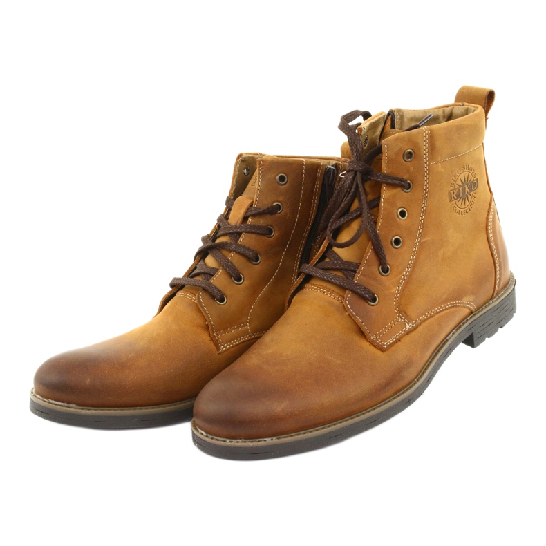 Bottines à talons hauts sur la fermeture éclair Riko 884 folle ensoleillée brun jaune 3