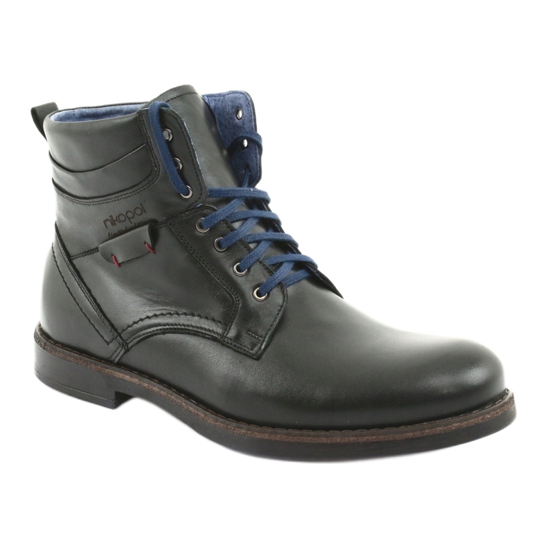 Nikopol Bottes en cuir masculin isolées d'une fermeture éclair 700 noir 1