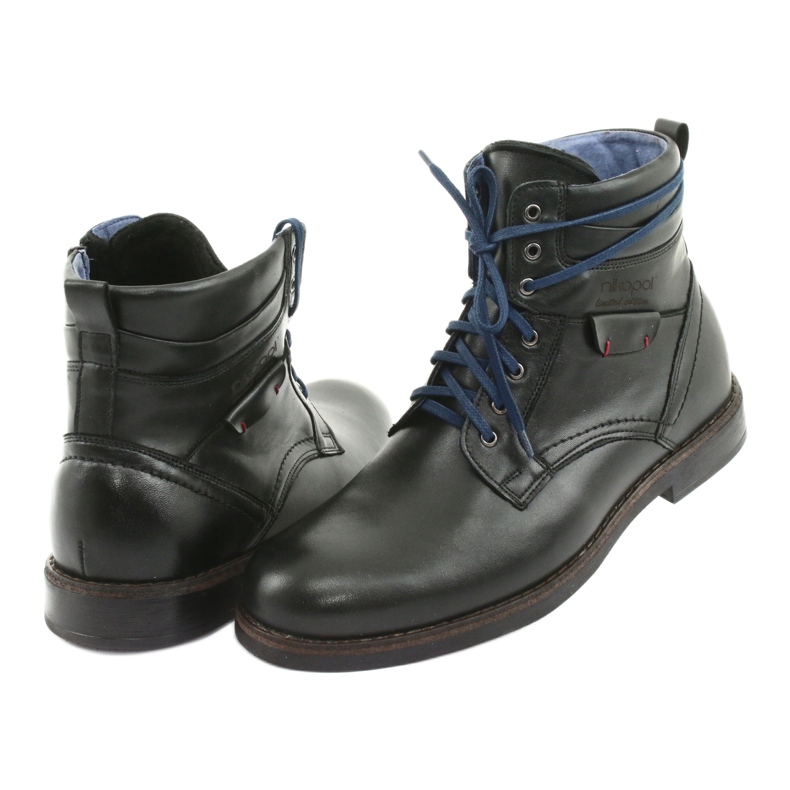 Nikopol Bottes en cuir masculin isolées d'une fermeture éclair 700 noir 4
