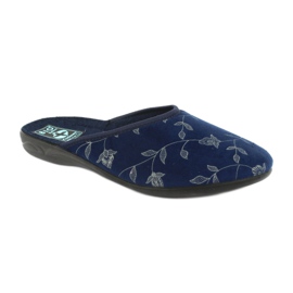 Chaussons velours Adanex 18112 bleu marine noir 1