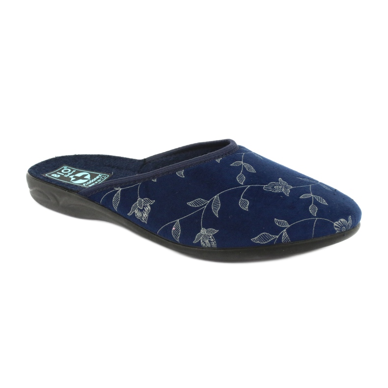 Chaussons velours Adanex 18112 bleu marine noir 1