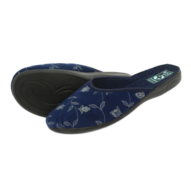 Chaussons velours Adanex 18112 bleu marine noir 4