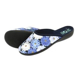 Chaussons 3D fleurs Adanex 24192 bleu marine blanche jaune 4