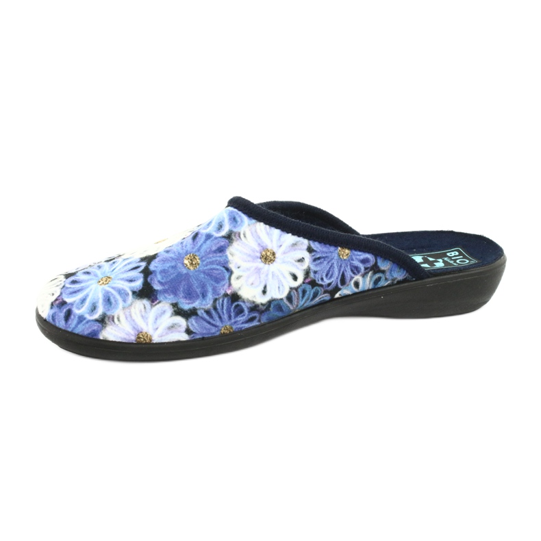 Chaussons 3D fleurs Adanex 24192 bleu marine blanche jaune 2
