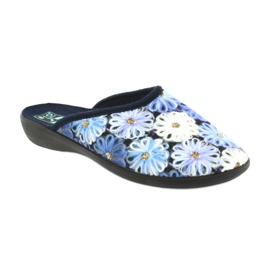 Chaussons 3D fleurs Adanex 24192 bleu marine blanche jaune 1