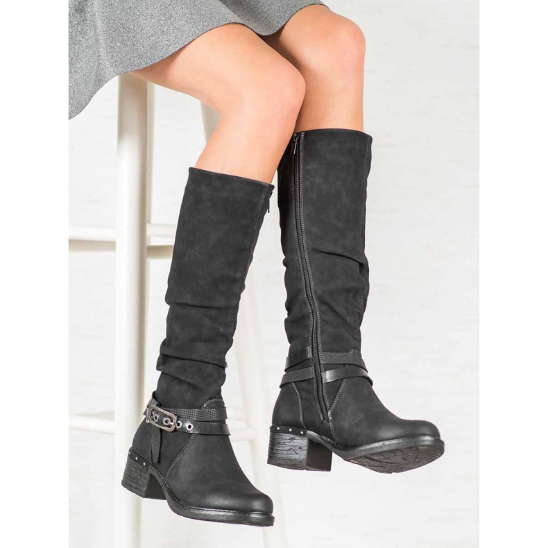 SHELOVET Bottes avec ceinture décorative noir 2