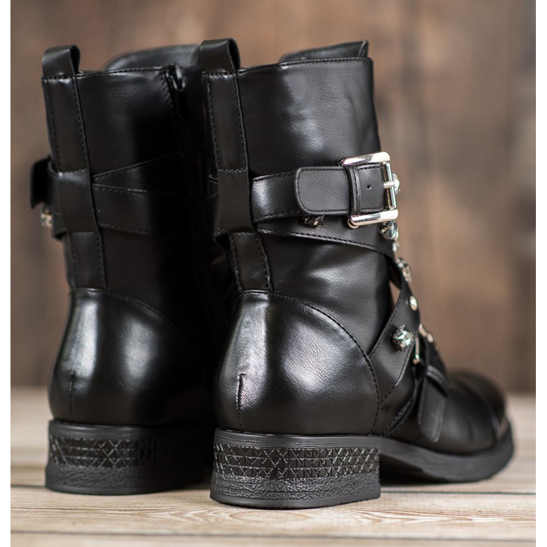 Kayla Ouvriers avec ceinture décorative le noir 1 Kayla Ouvriers avec ceinture décorative le noir 1