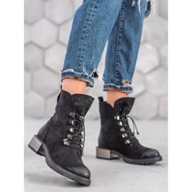 Goodin Bottines en daim à côtes noir 2