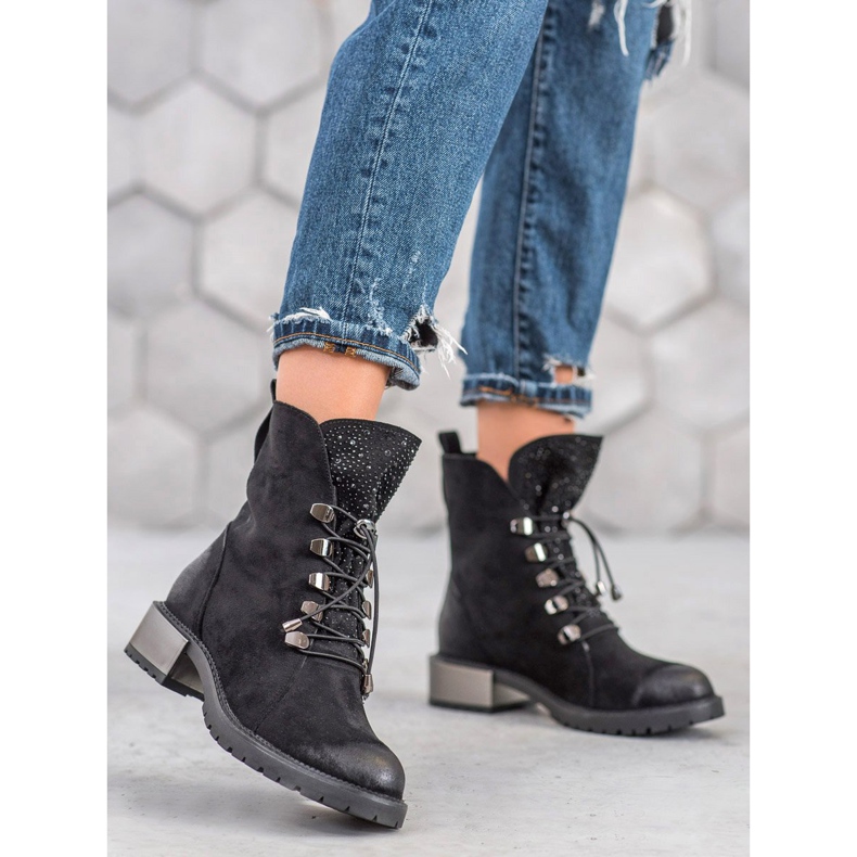 Goodin Bottines en daim à côtes noir 2