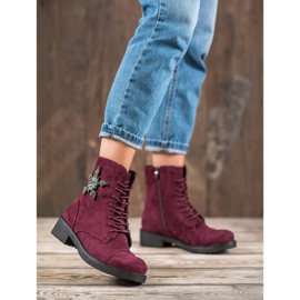 SHELOVET Bottines en daim bordeaux rouge 2