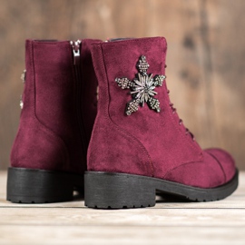 SHELOVET Bottines en daim bordeaux rouge 3