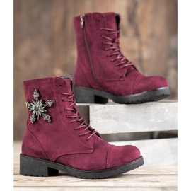 SHELOVET Bottines en daim bordeaux rouge 5