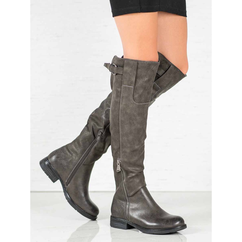 Forever Folie Bottes en cuir écologique gris 1