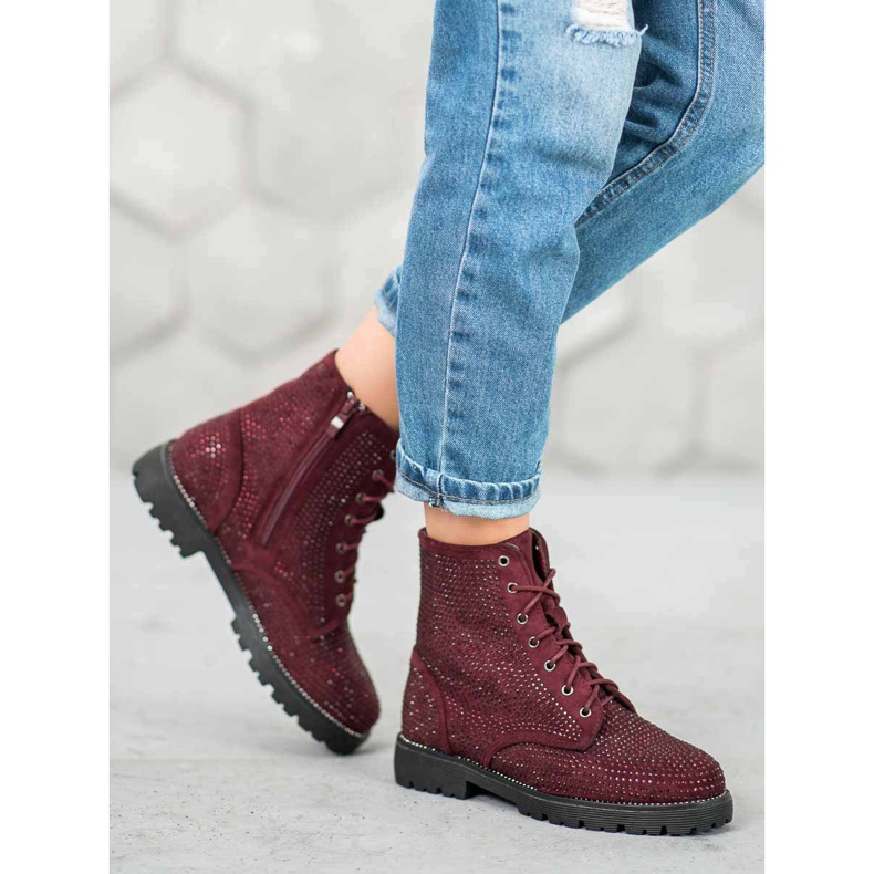 Sweet Shoes Bottines en daim bordeaux rouge 1