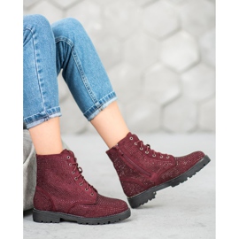 Sweet Shoes Bottines en daim bordeaux rouge 5