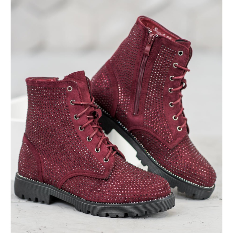 Sweet Shoes Bottines en daim bordeaux rouge 2