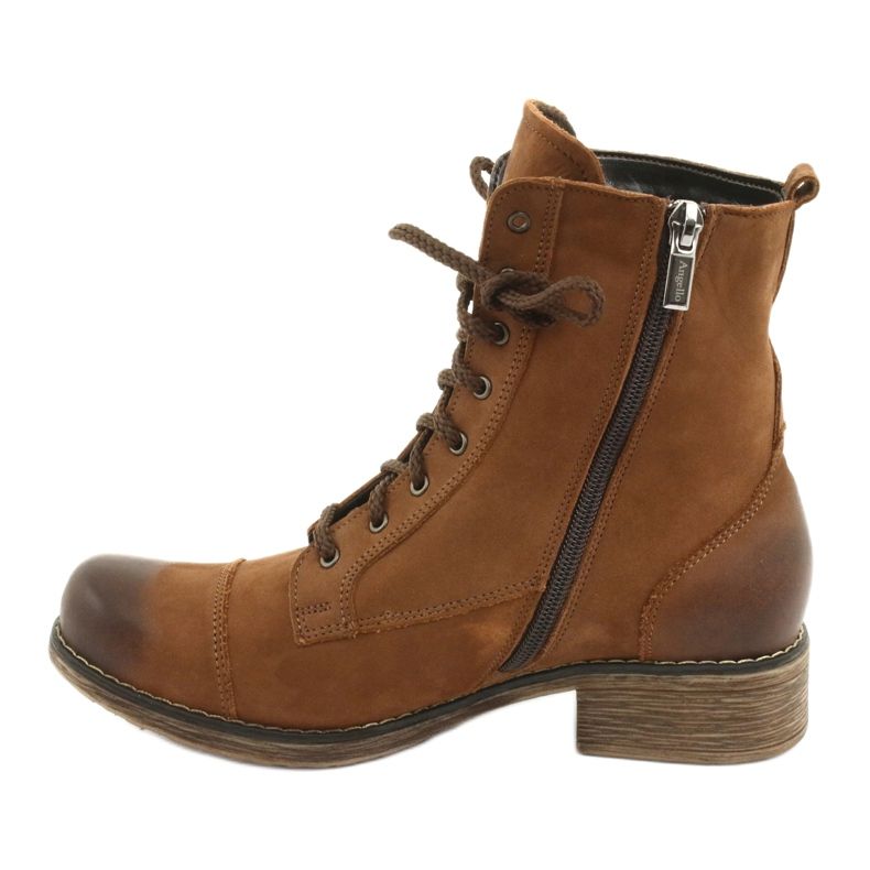 Angello Bottes en cuir pour femmes pour un curseur 2065 marron brun 2