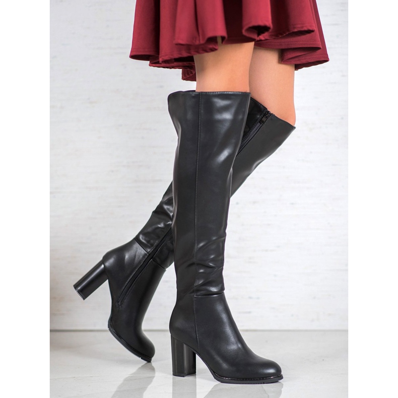 Sixth Sense Bottes hautes en cuir écologique noir 1