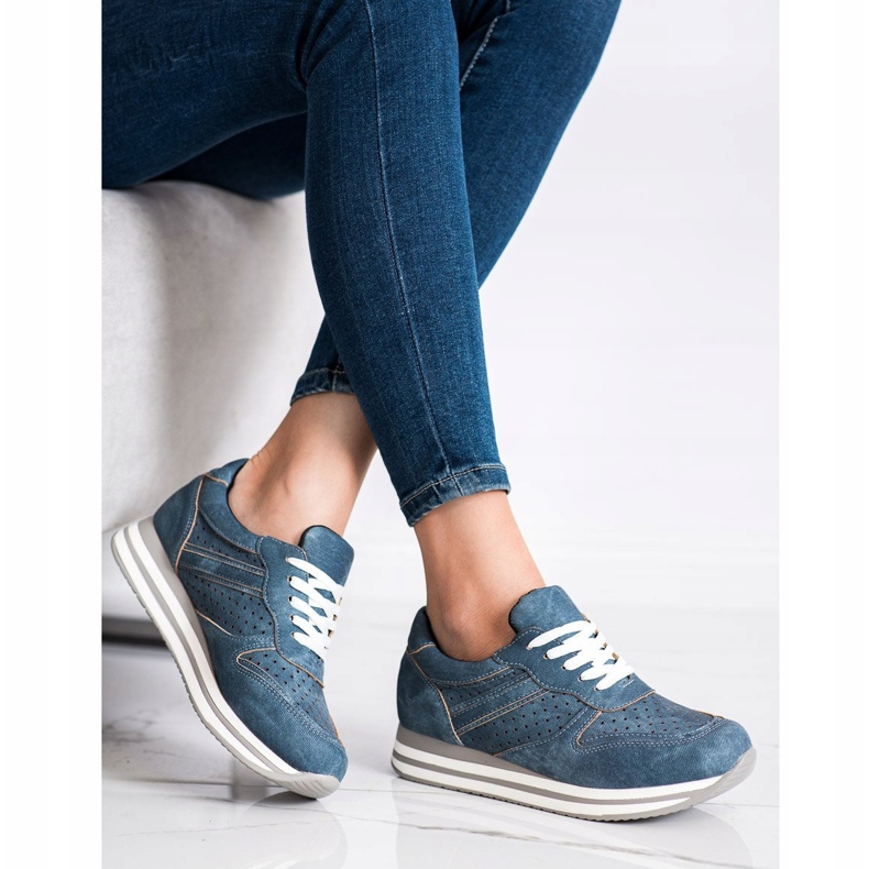 Kylie Chaussures de sport en cuir écologique bleu 2