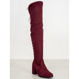 Ideal Shoes Cuissardes en daim rouge 1