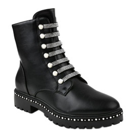 Bottines plates noires pour femmes A-537 1