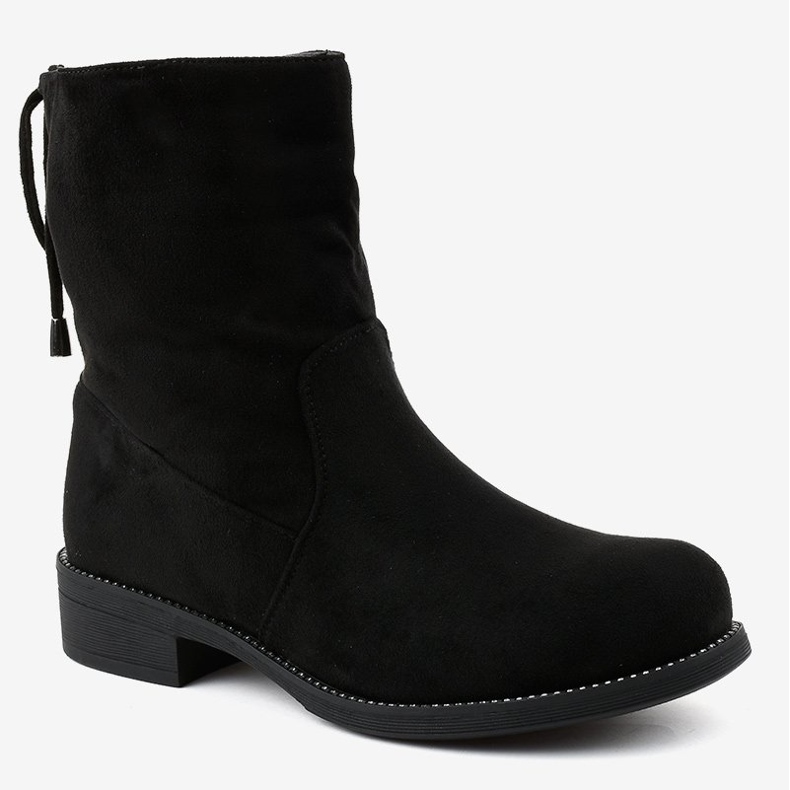 Bottines plates en daim noir 7378-PA le noir 1