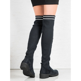Ideal Shoes Bottes en daim à enfiler le noir 1