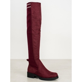 Ideal Shoes Bottes en daim à enfiler rouge 4