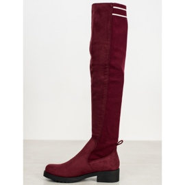 Ideal Shoes Bottes en daim à enfiler rouge 5