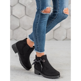 SHELOVET Bottines à enfiler avec un nœud le noir 4