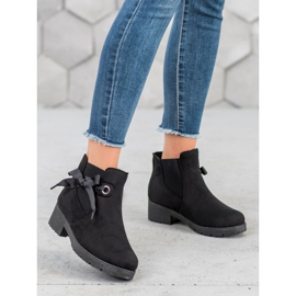 SHELOVET Bottines à enfiler avec un nœud le noir 1