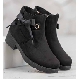 SHELOVET Bottines à enfiler avec un nœud le noir 2