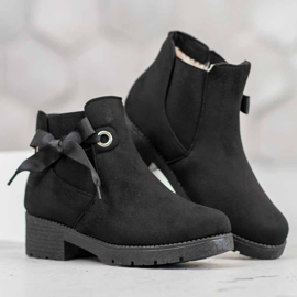 SHELOVET Bottines à enfiler avec un nœud le noir 3