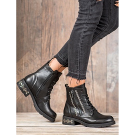 Janessa Bottines à lacets avec jets le noir 2