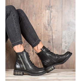 Janessa Bottines à lacets avec jets le noir 1
