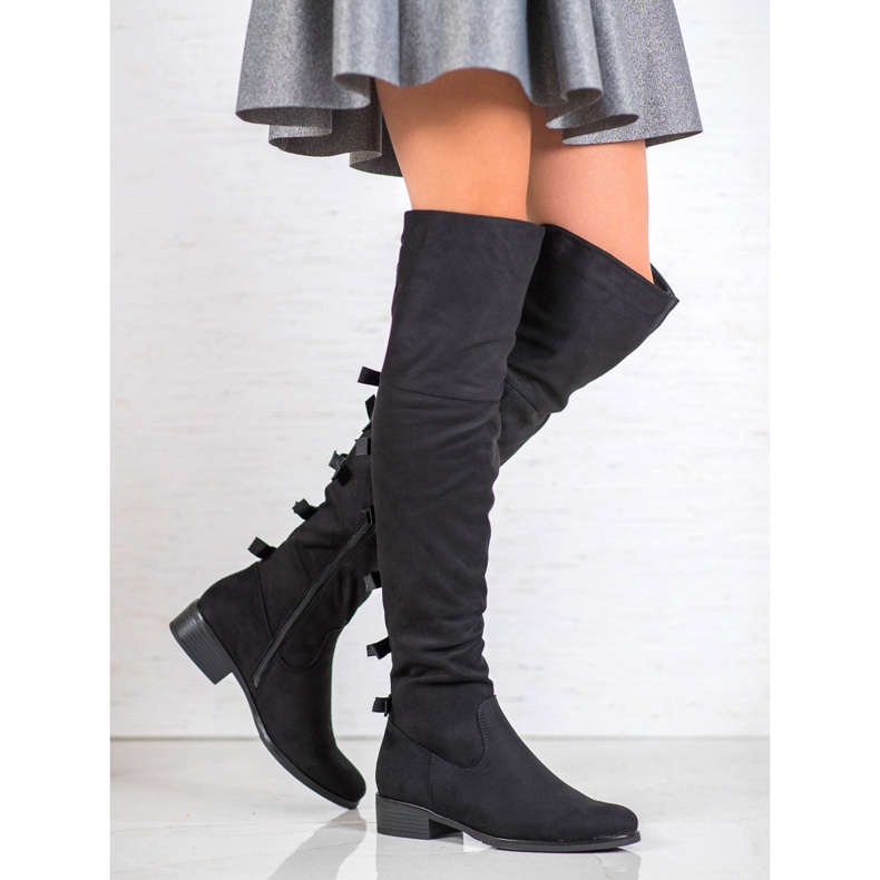 Forever Folie Mousquetaires En Daim Avec Arcs noir 1