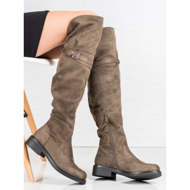 Ideal Shoes Bottes élégantes avec une boucle vert 1