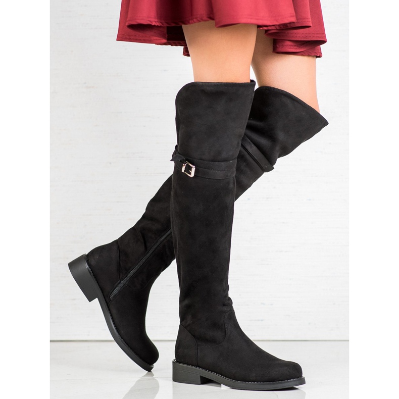 Ideal Shoes Bottes élégantes avec une boucle noir 1
