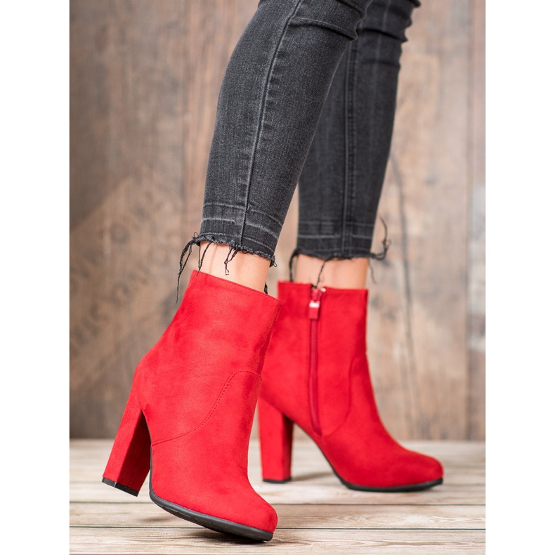 SHELOVET Bottines sexy en daim rouge 1
