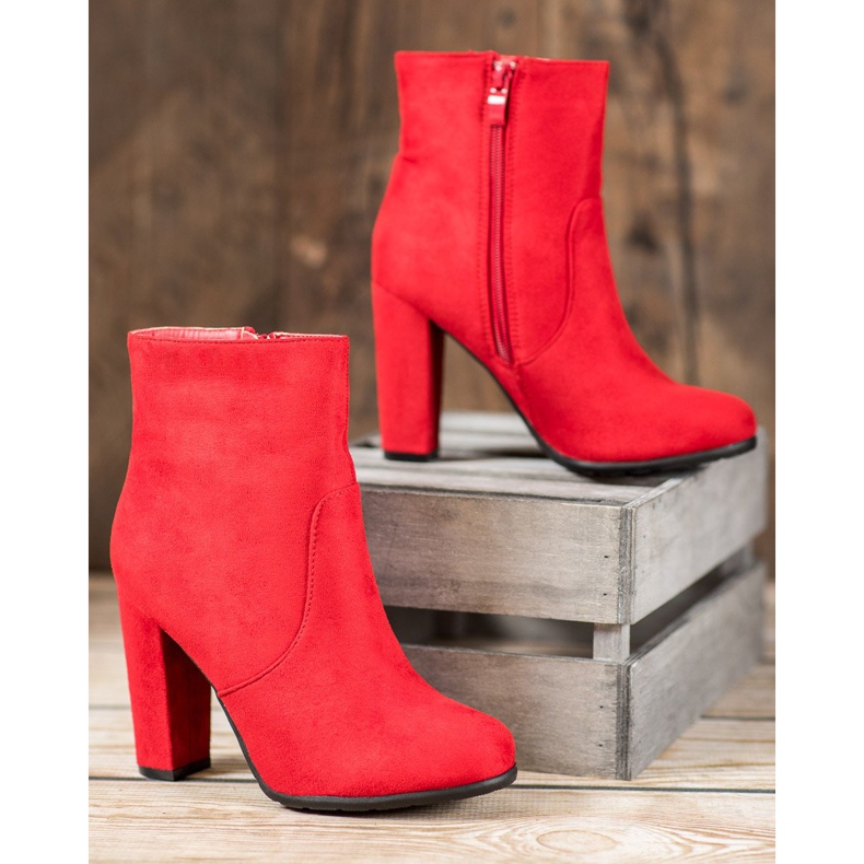 SHELOVET Bottines sexy en daim rouge 2