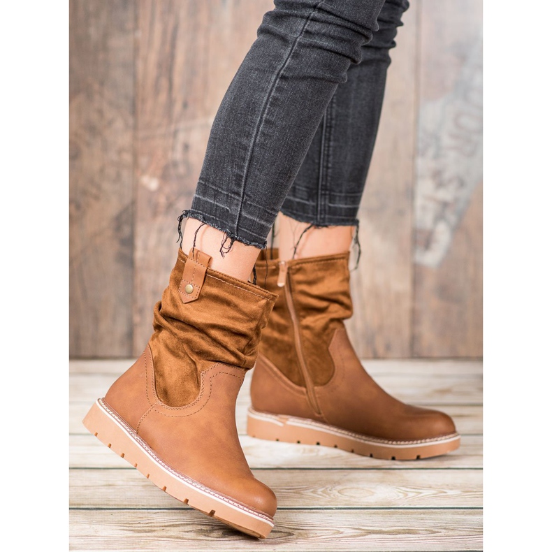 Ideal Shoes Travailleurs sur la plate-forme brun 1