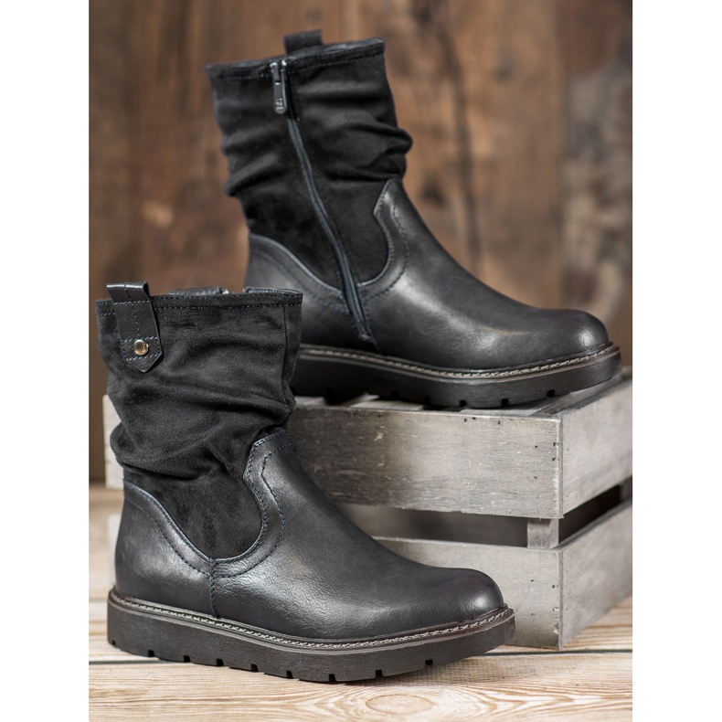 Ideal Shoes Travailleurs sur la plate-forme noir 1