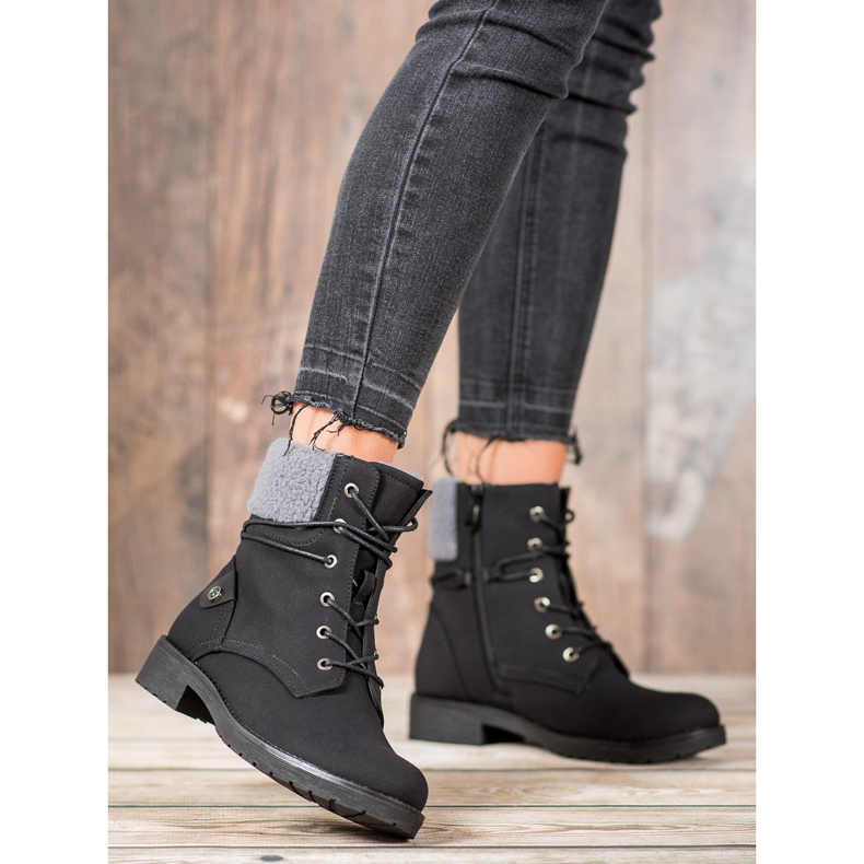 Kayla Trappeurs avec peau de mouton le noir 1