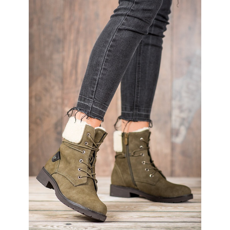 Kayla Trappeurs avec peau de mouton vert 1