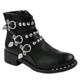 Bottines plates noires à clous HQ2020 le noir 1