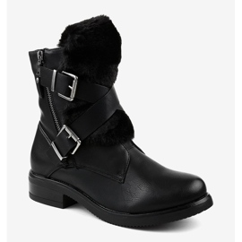 Bottes plates noires avec fourrure 1061A-PA 1