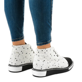 Bottines blanches à lacets TS1811 3