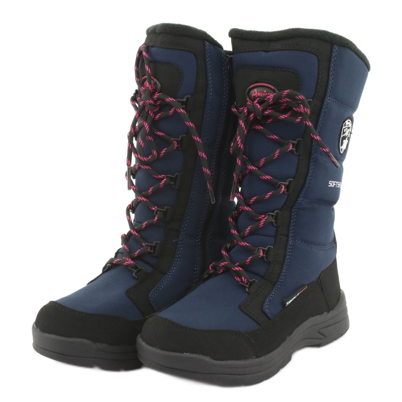 Bottes de neige avec membrane American Club SN12 noir bleu marine rose 3